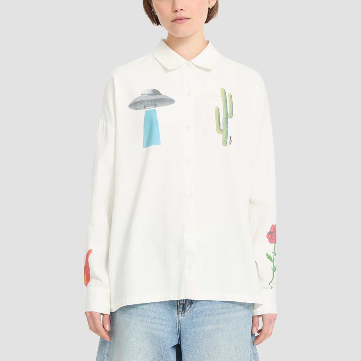 Volcom FA Mickey Mason Longsleeve Shirt Off White - Womens