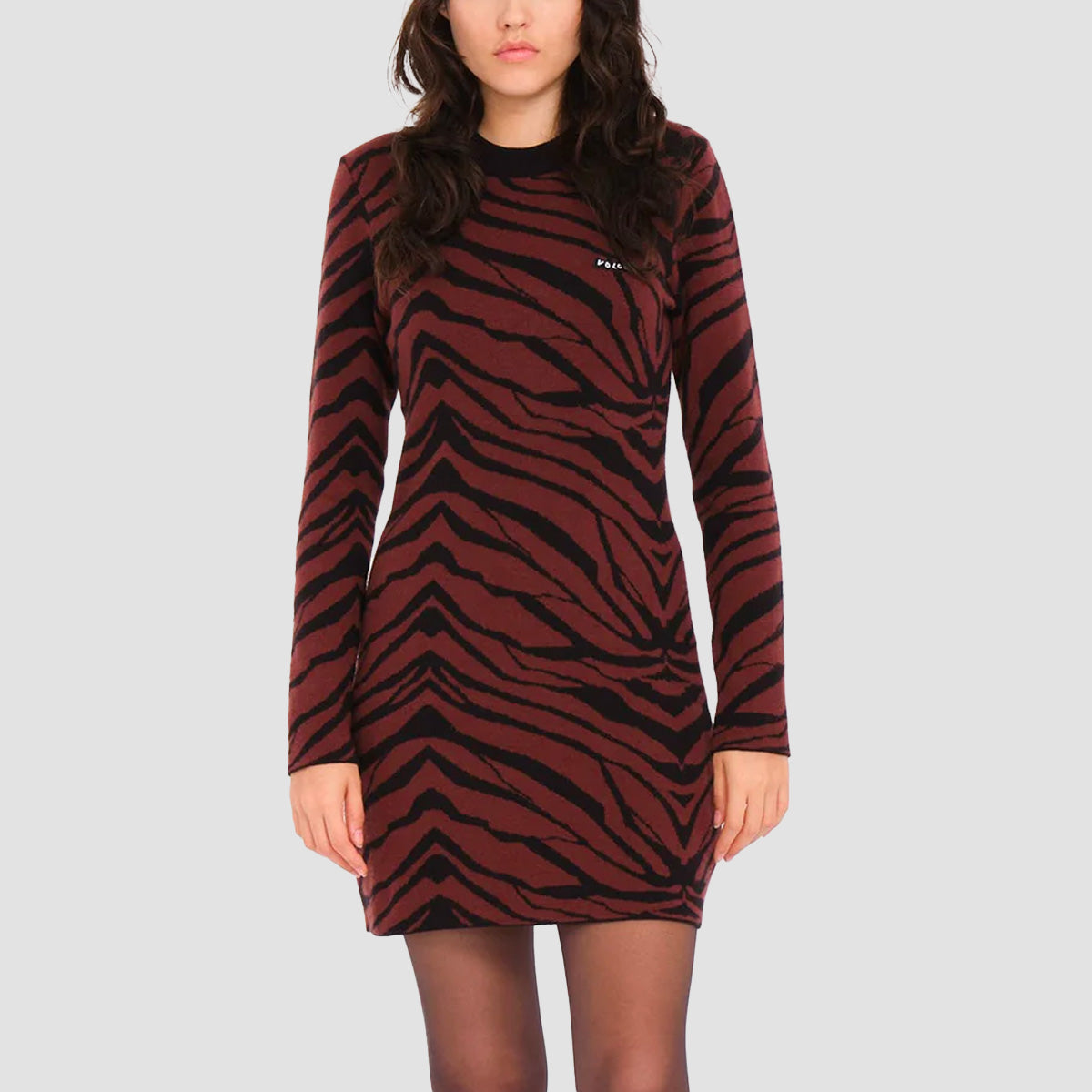 Volcom Howl At The Moon Zebra Dress Bitter Chocolate - Womens