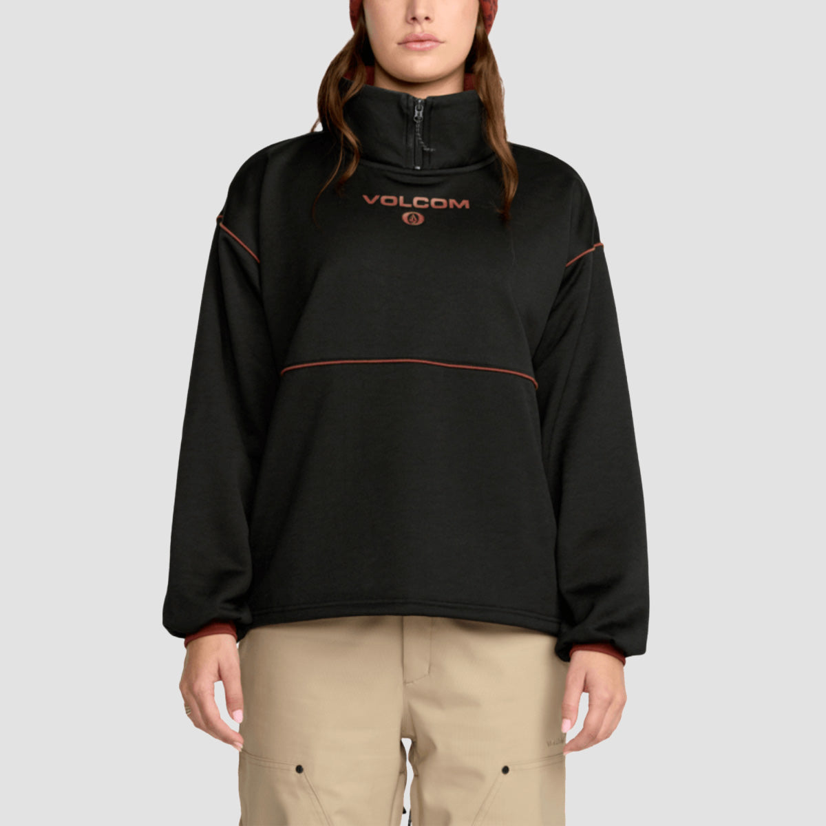 Volcom Hydro 1/4 Zip Snow Sweatshirt Black - Womens