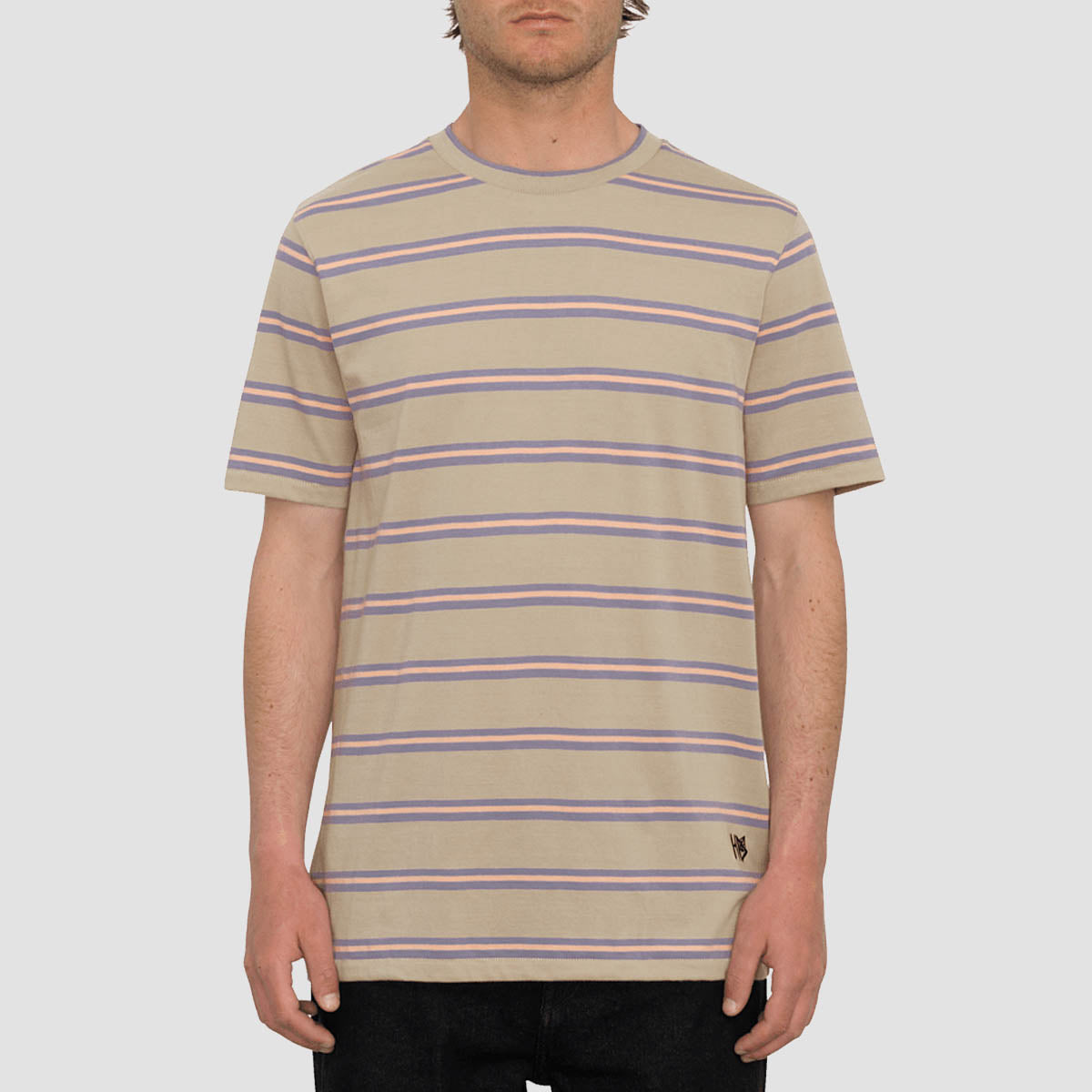 Volcom V Ent Hockey Dad Crew T-Shirt Light Khaki