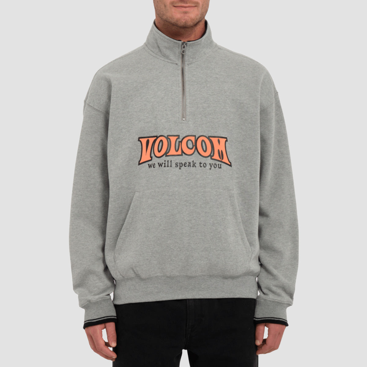 Volcom Varsity Play The Game Mock Neck Sweatshirt Heather Grey