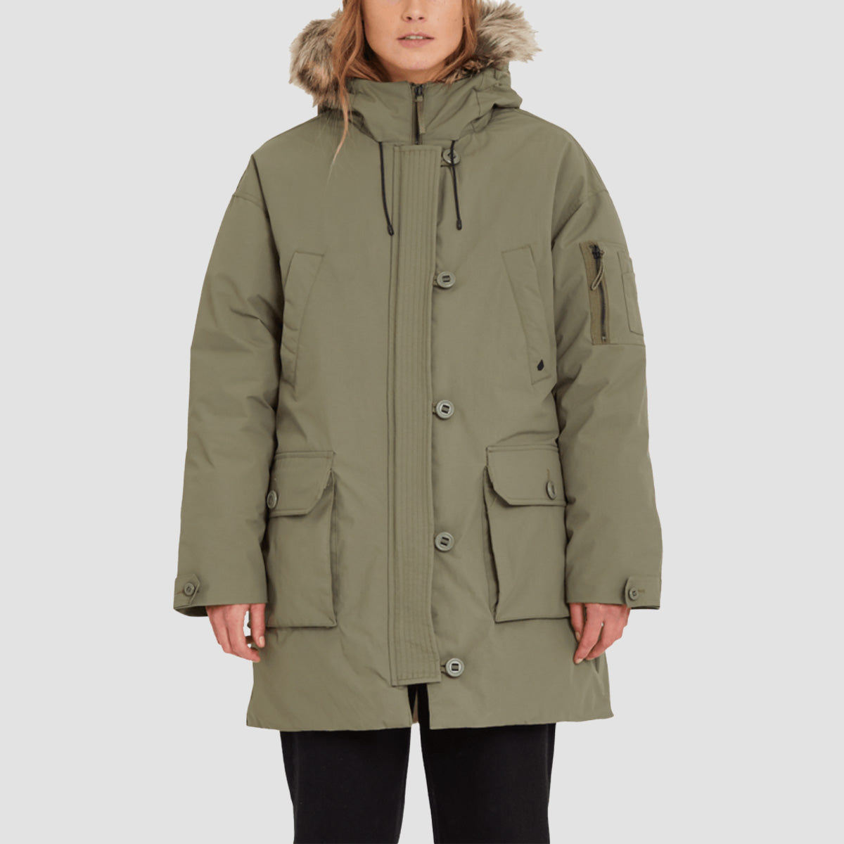 Volcom Warmer N Over 5K Parka Jacket Army Green Combo - Womens