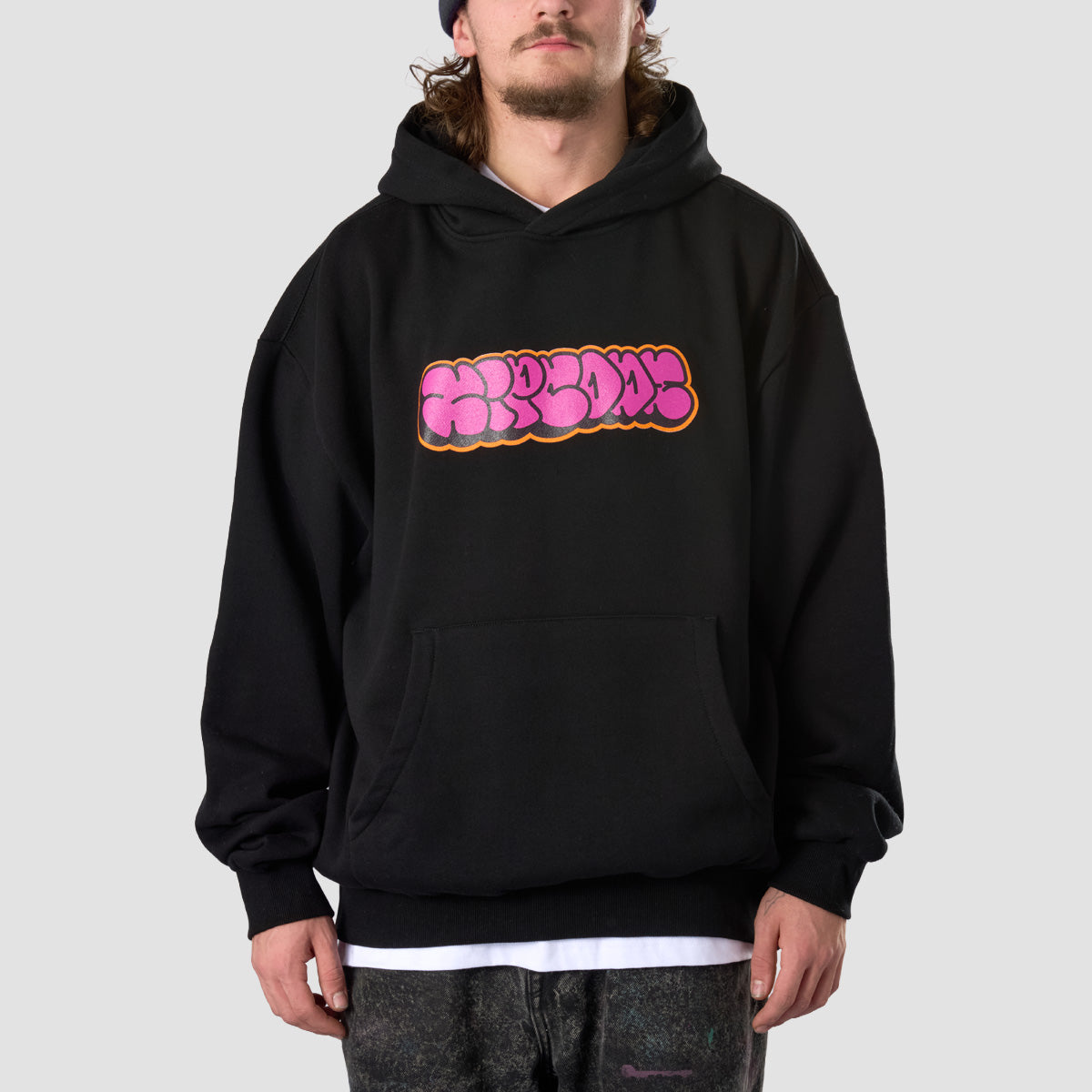 Zipcode Throw Up Pullover Hoodie Black