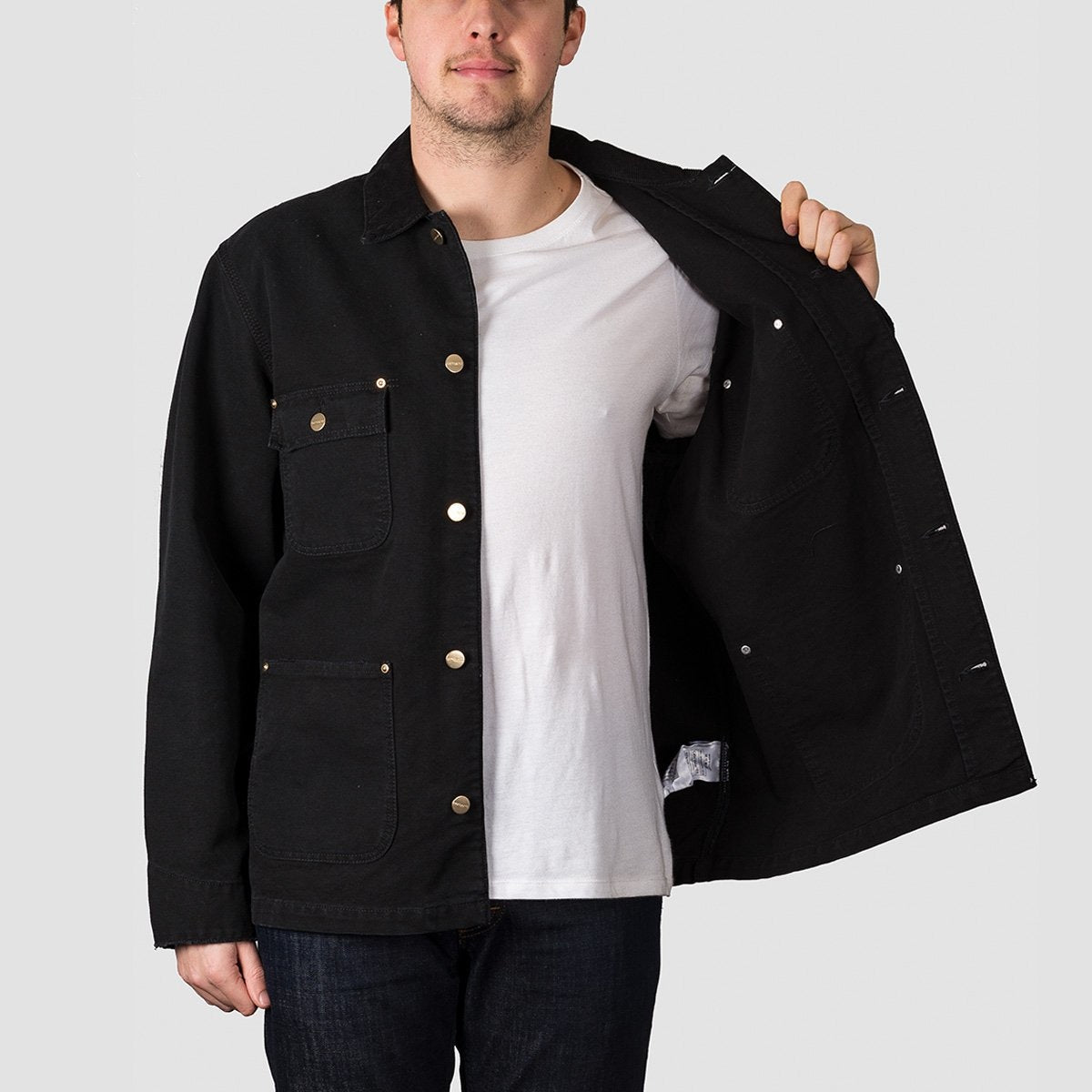 Carhartt WIP OG Chore Coat Black/Black Aged Canvas - Clothing