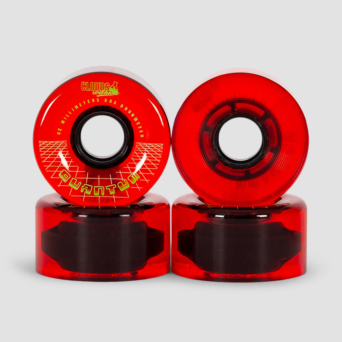 Clouds Quantum 80a Quad Wheels x4 Clear/Red 62mm