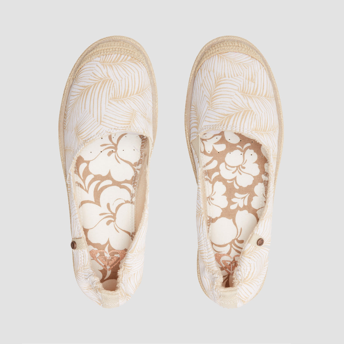 Roxy Cordoba Slip-On Shoes - Beige/White - Womens