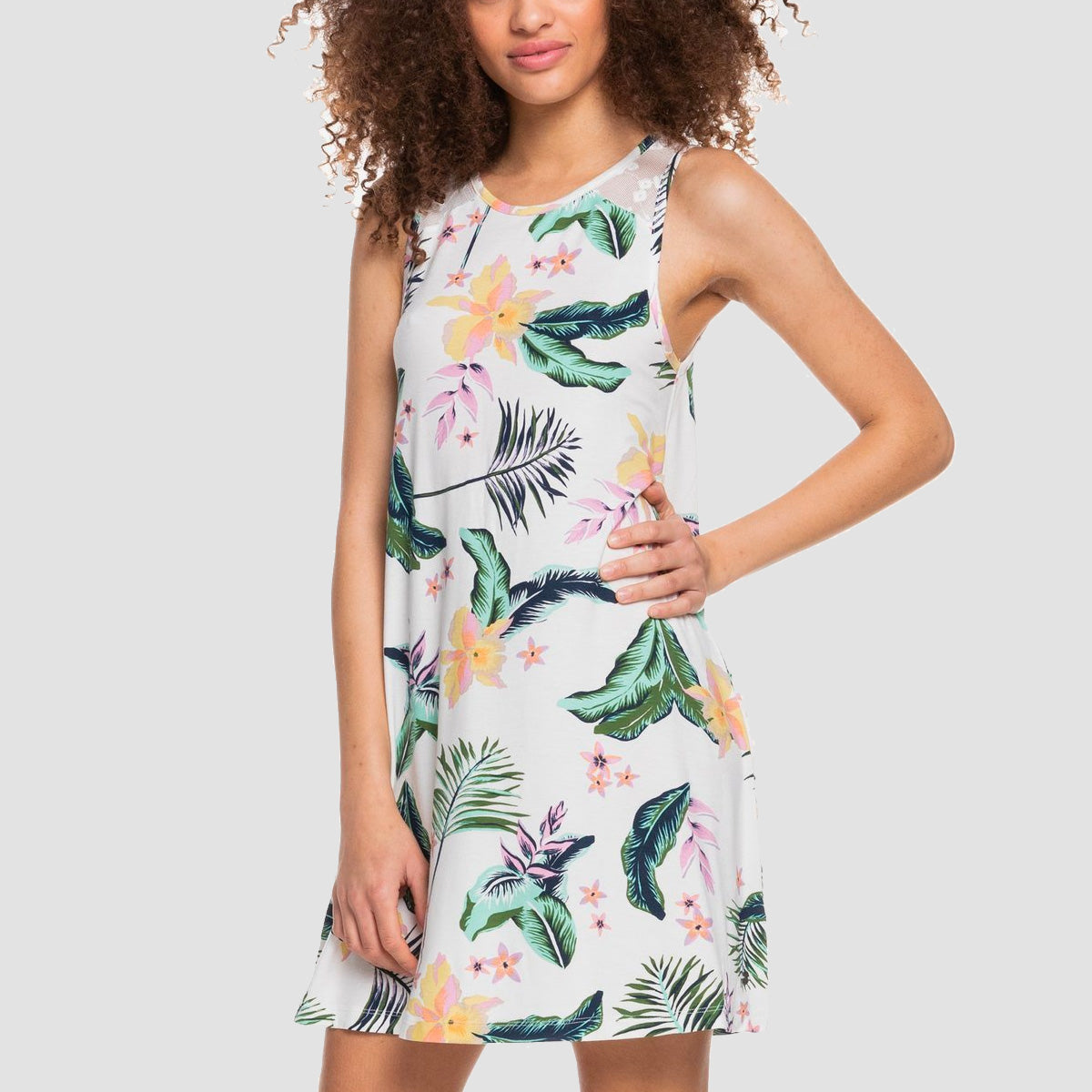 Roxy Paradise Isle Sleeveless Dress Snow White Large Praslin - Womens