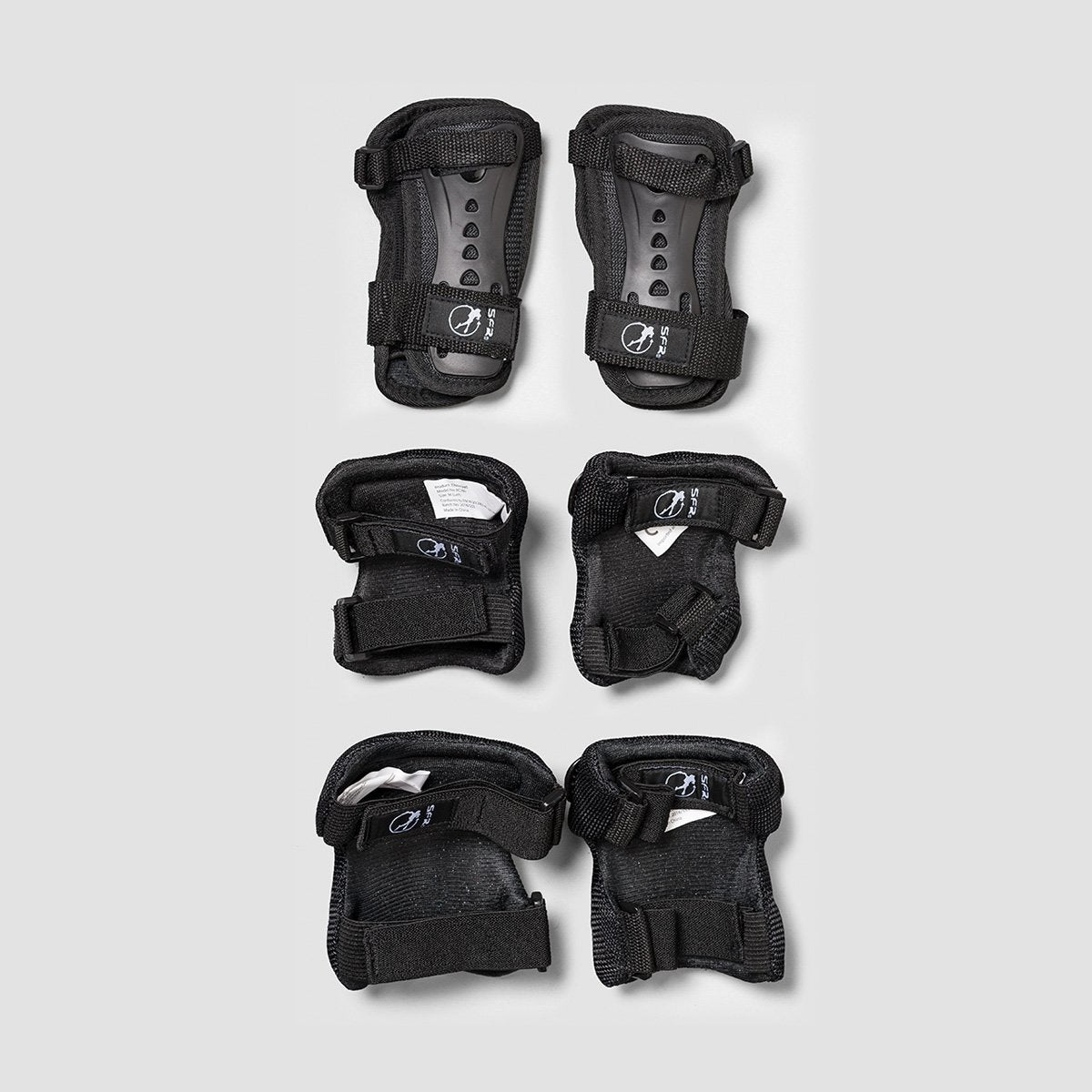 SFR Essential Triple Pad Set Black/Red - Kids - Safety Gear