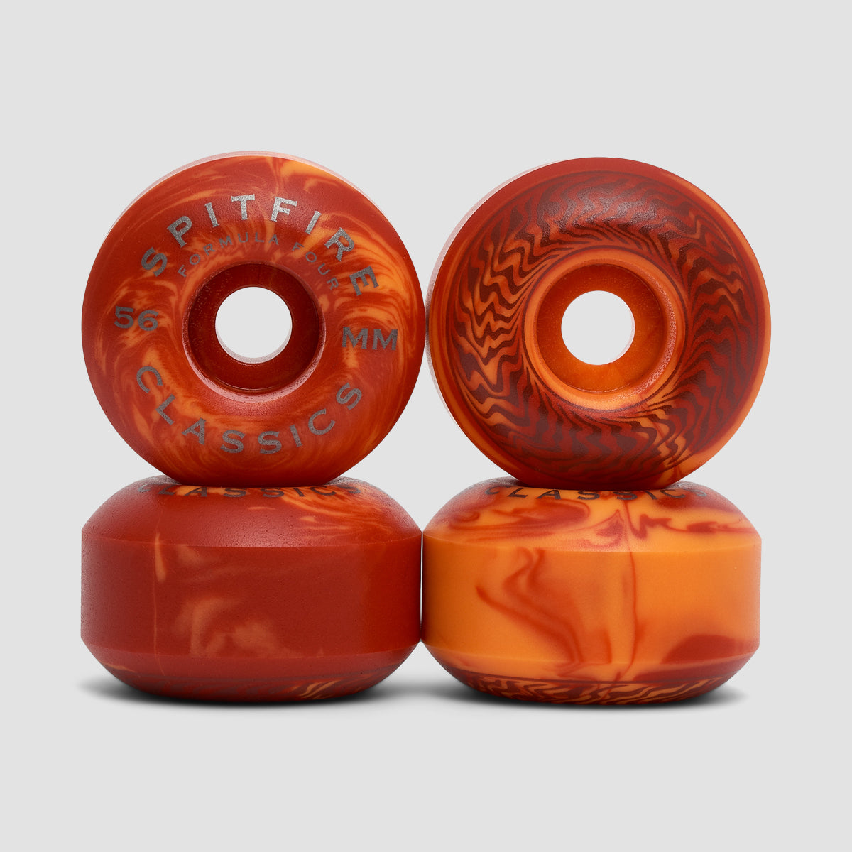 Spitfire Formula Four Swirled Classic 99DU Skateboard Wheels Red/Orange 56mm