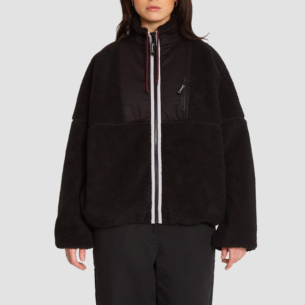 Volcom Fuzoff From The Strange Zip Sherpa Fleece Jacket Black - Womens