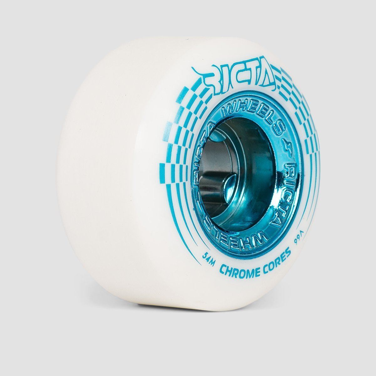 Ricta Chrome Core 99a Skateboard Wheels White/Teal 54mm