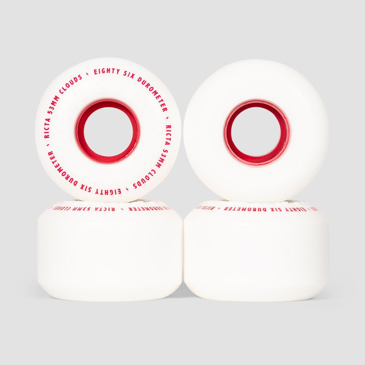 Ricta Clouds 86a Skateboard Wheels White/Red 53mm