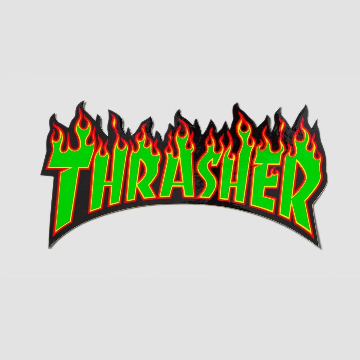 Thrasher Flame Logo Large Sticker Green/Black 260x135mm