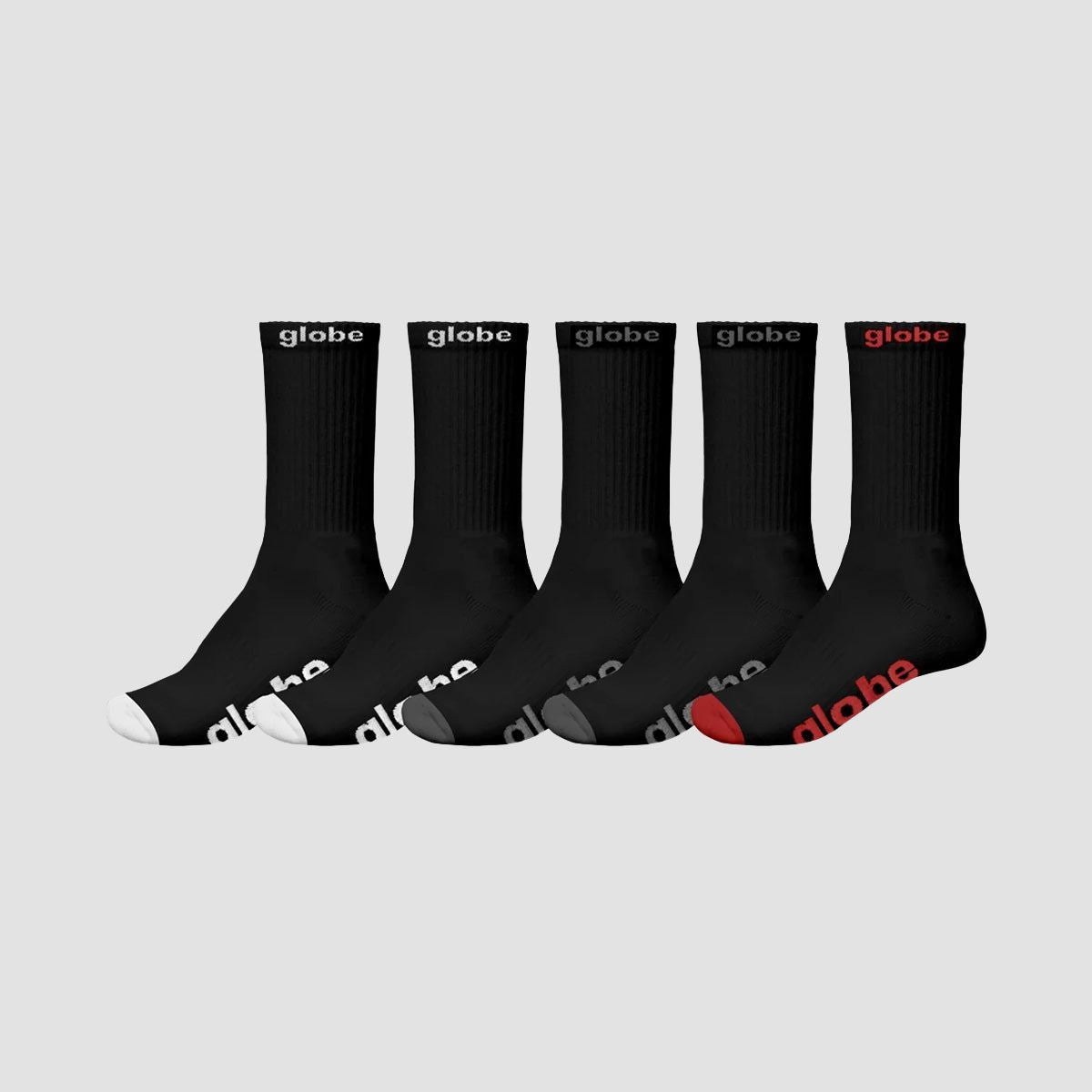 Globe OG Socks 5 Pack Black/Assorted