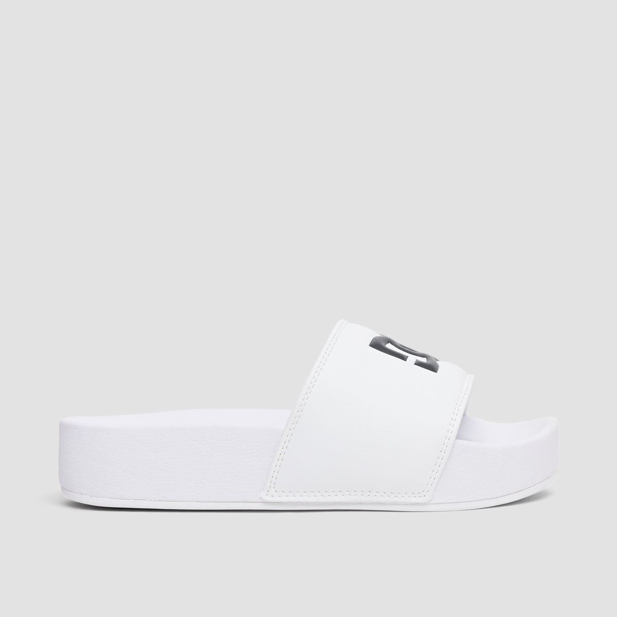 DC Slide Platform Sandals White/White/Black - Womens