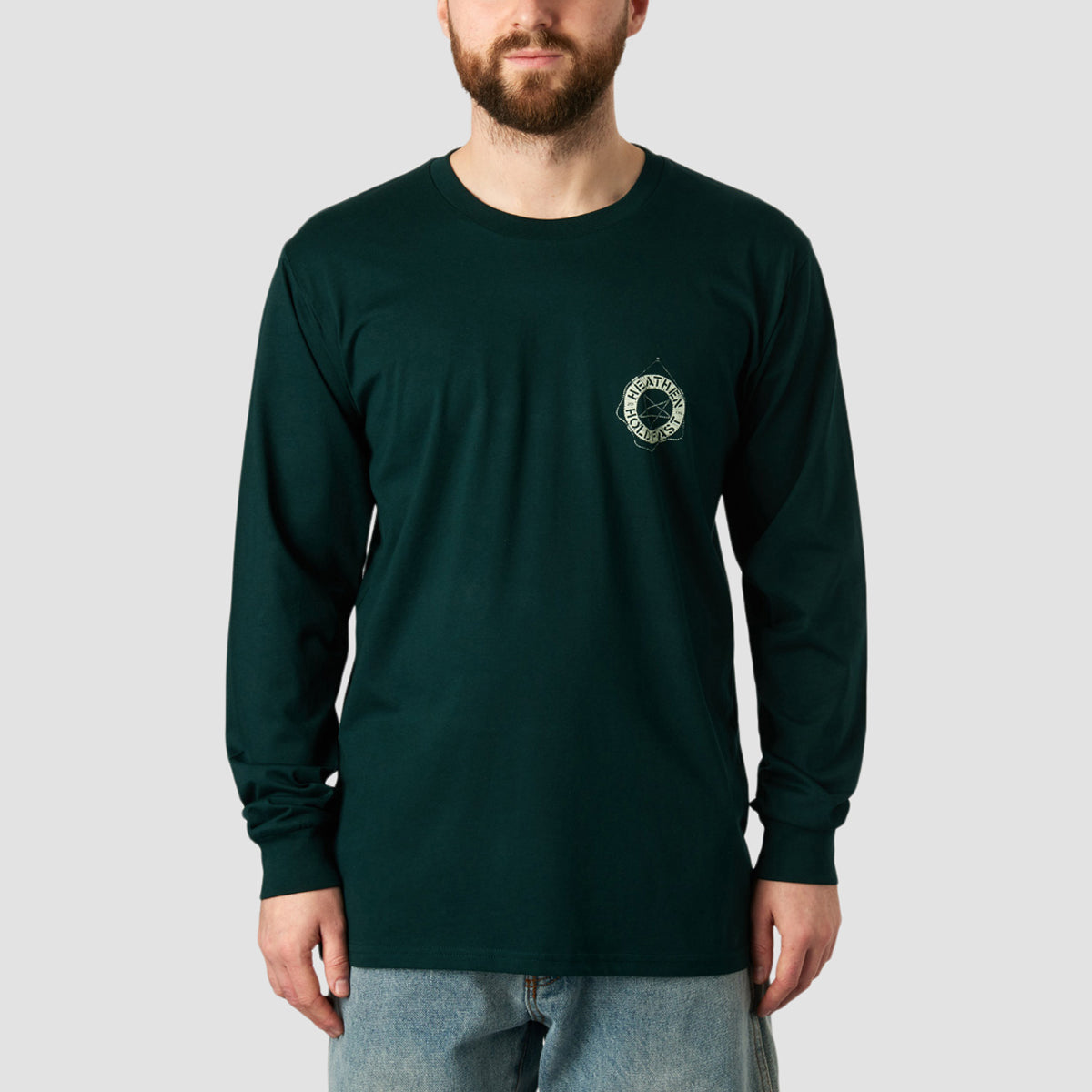 Heathen Stormy Seas Longsleeve T-Shirt Pine Green