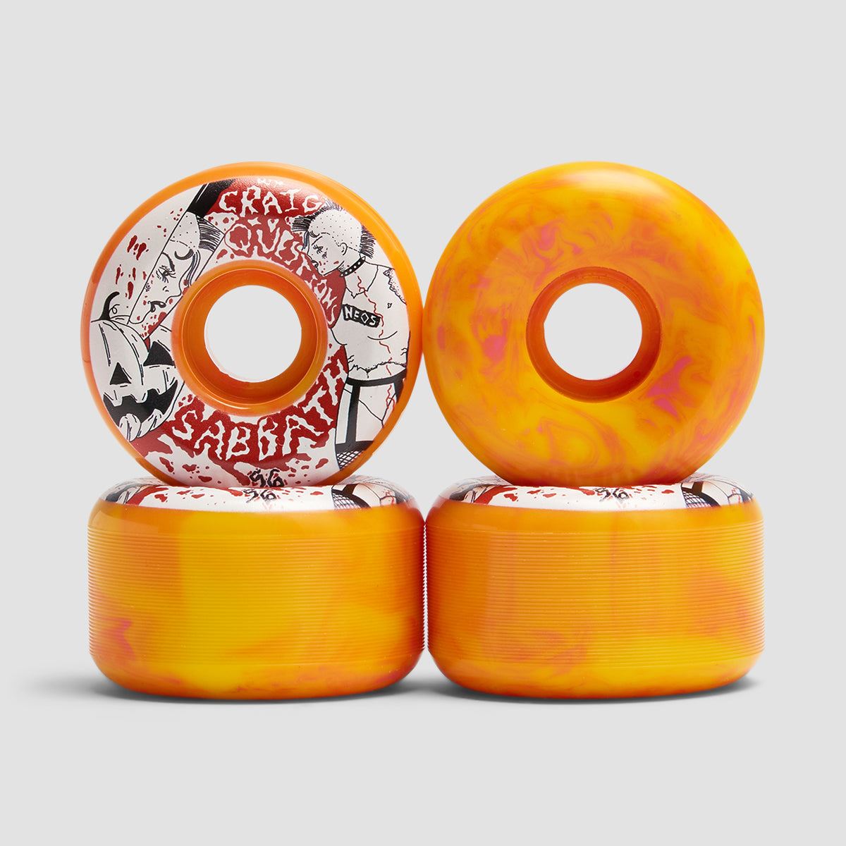 Sabbath Craig 'Questions' Scott Conical ATU 99A Skateboard Wheels Orange/Pink Swirl 56mm