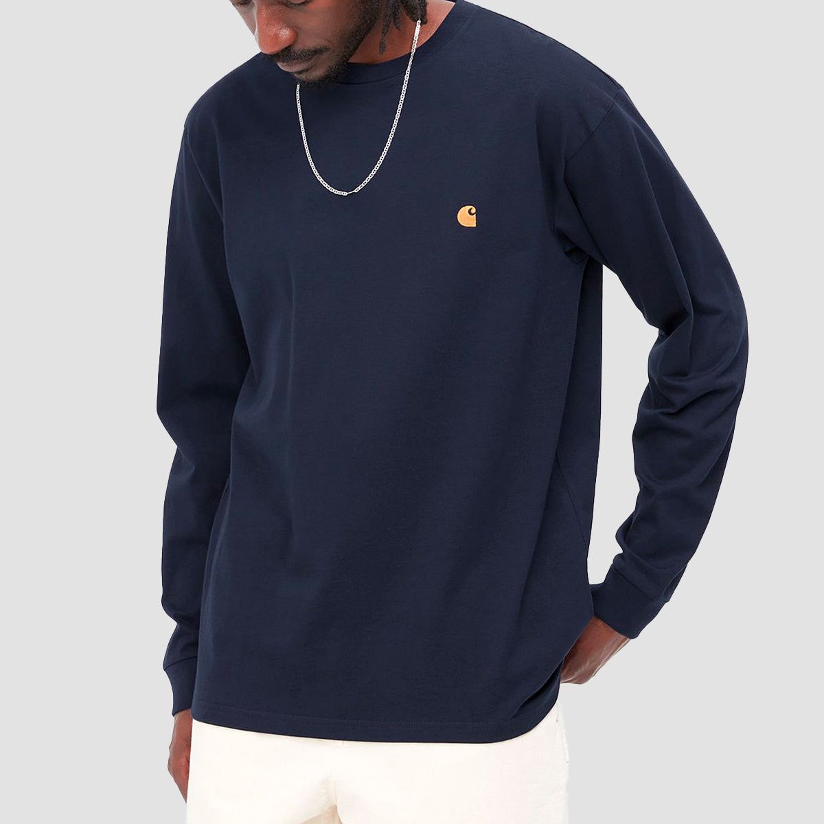 Carhartt WIP Chase Longsleeve T-Shirt Dark Navy/Gold