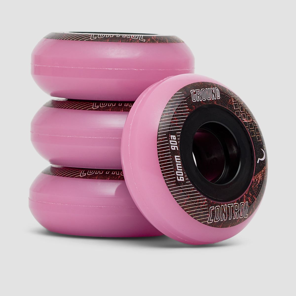 Ground Control Earth City 90A Aggressive Inline Wheels x4 Pink 60mm