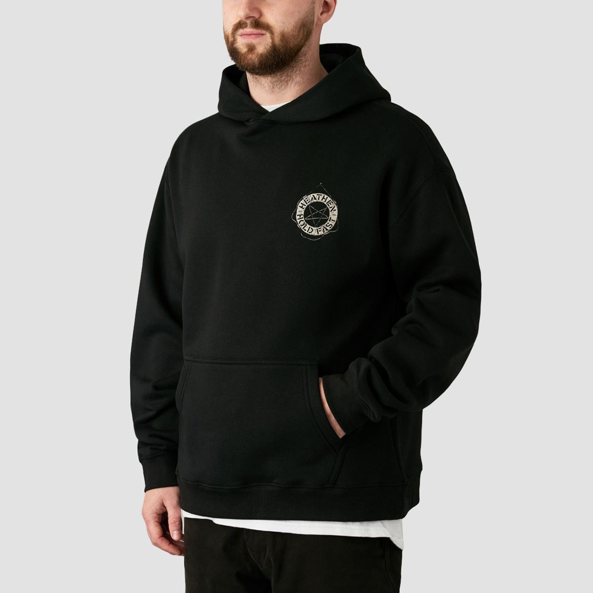 Heathen Stormy Seas Relaxed Fit Pullover Hoodie Black