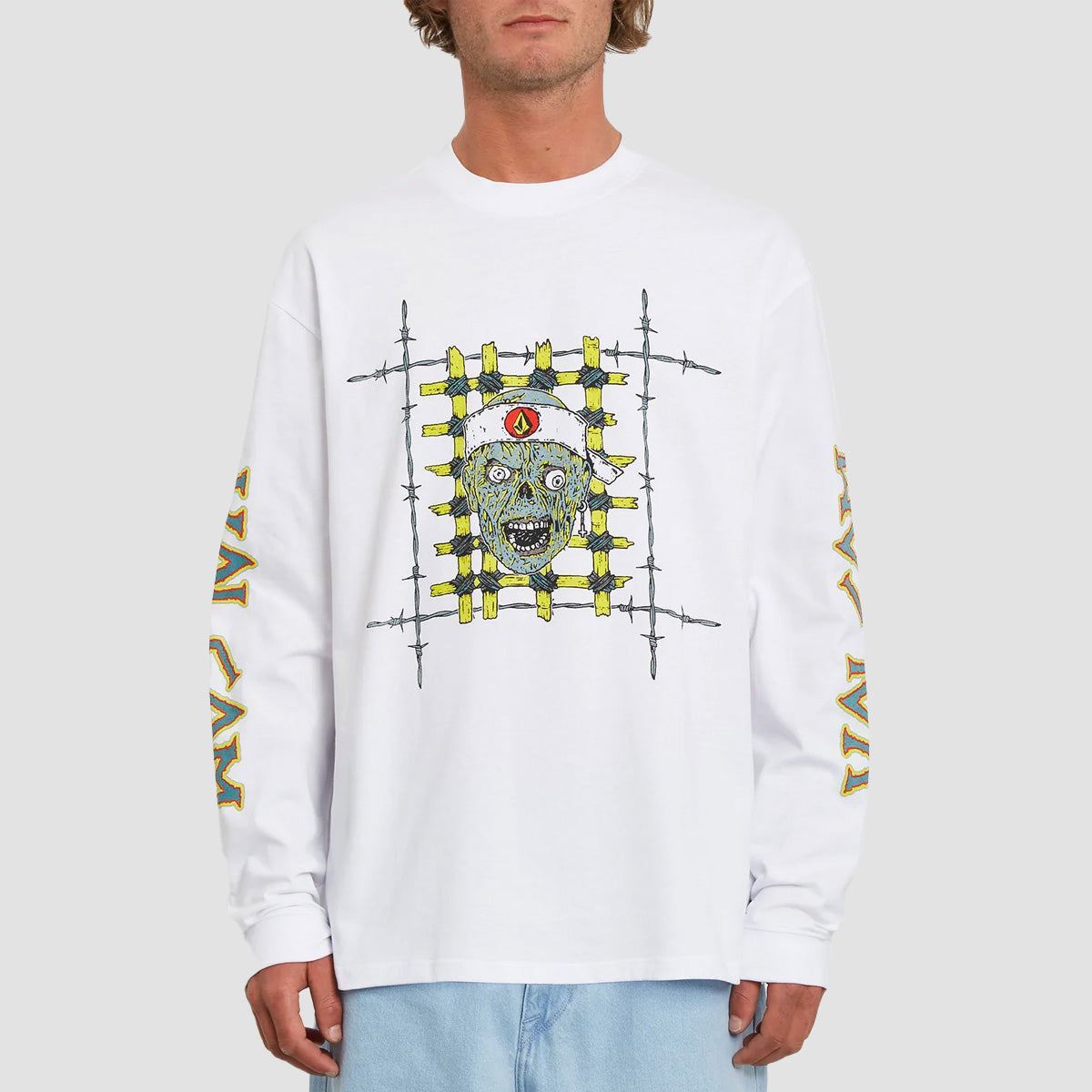 Volcom Richard French FA Loose Fit Longsleeve T-Shirt White