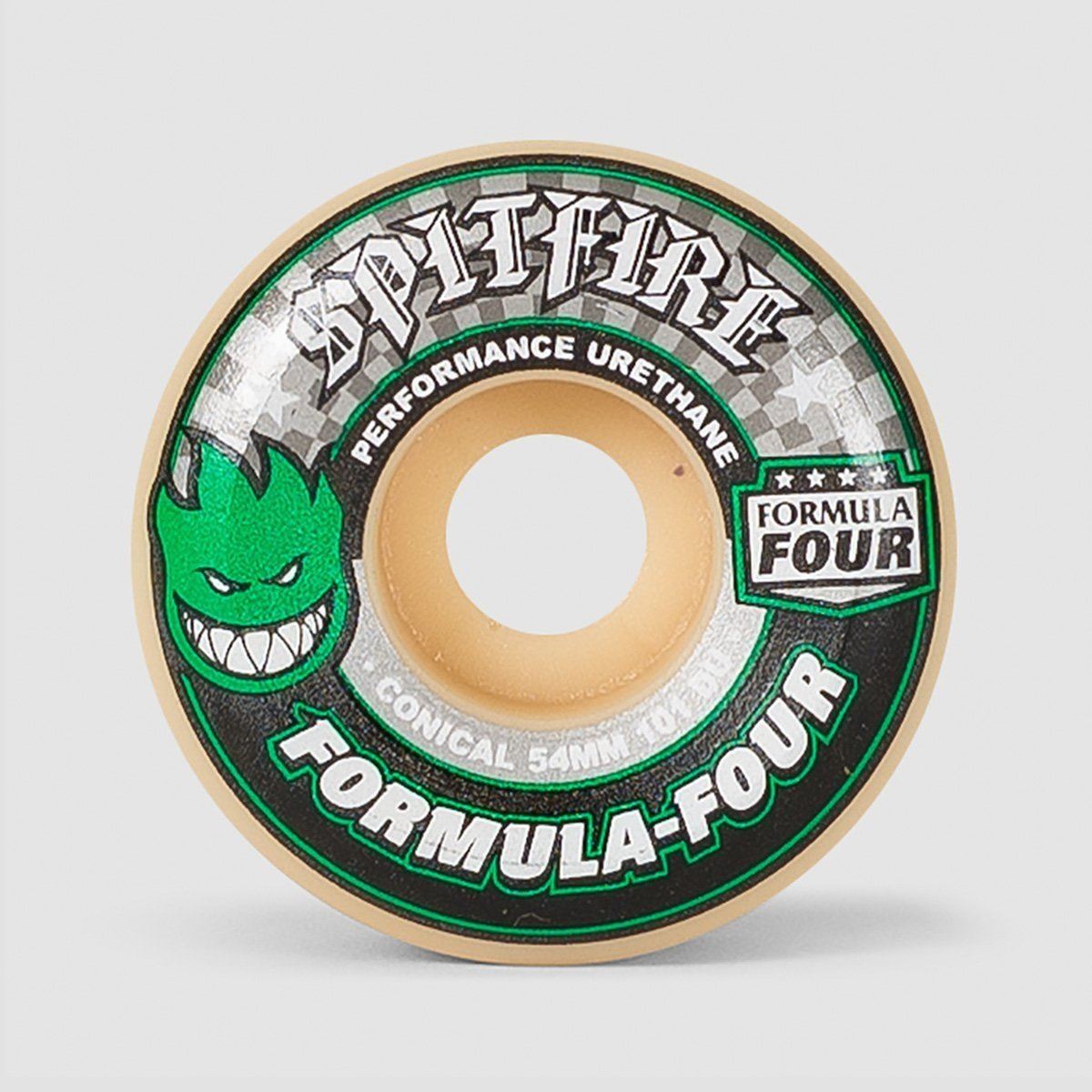 Spitfire Formula Four Conical 101DU Skateboard Wheels Natural/Green 54mm