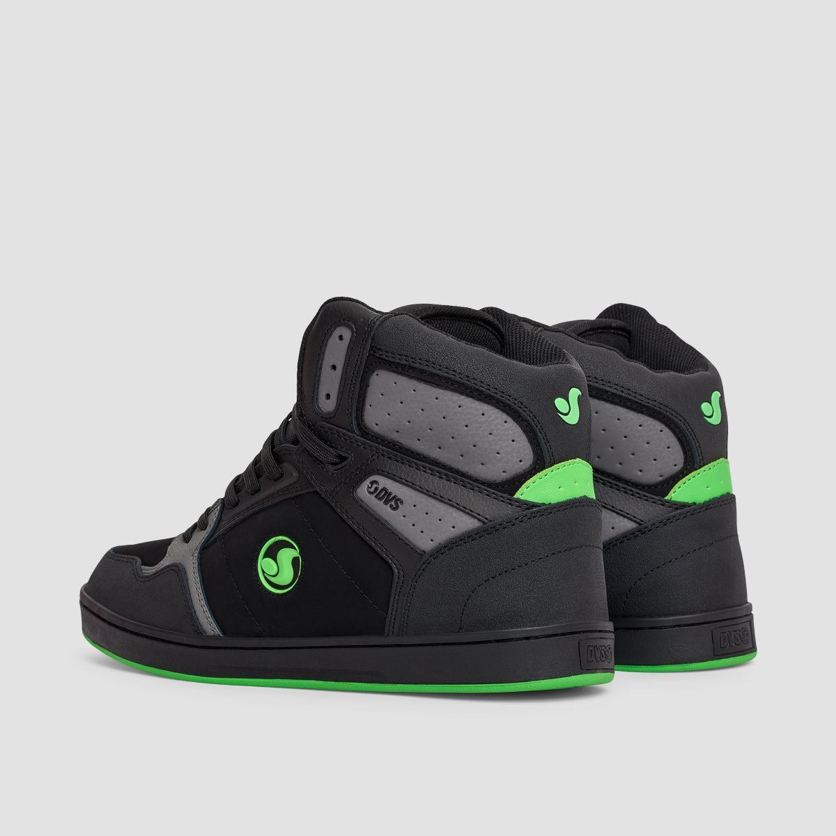 DVS Honcho High Top Shoes - Black/Charcoal/Lime Suede