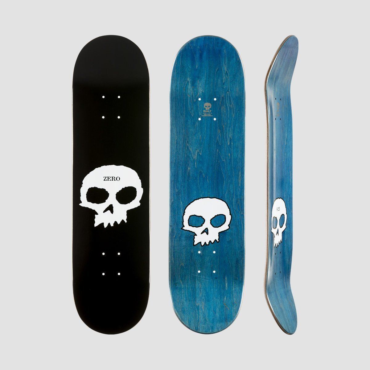 Zero Single Skull R7 Skateboard Deck Black/White - 8.5"