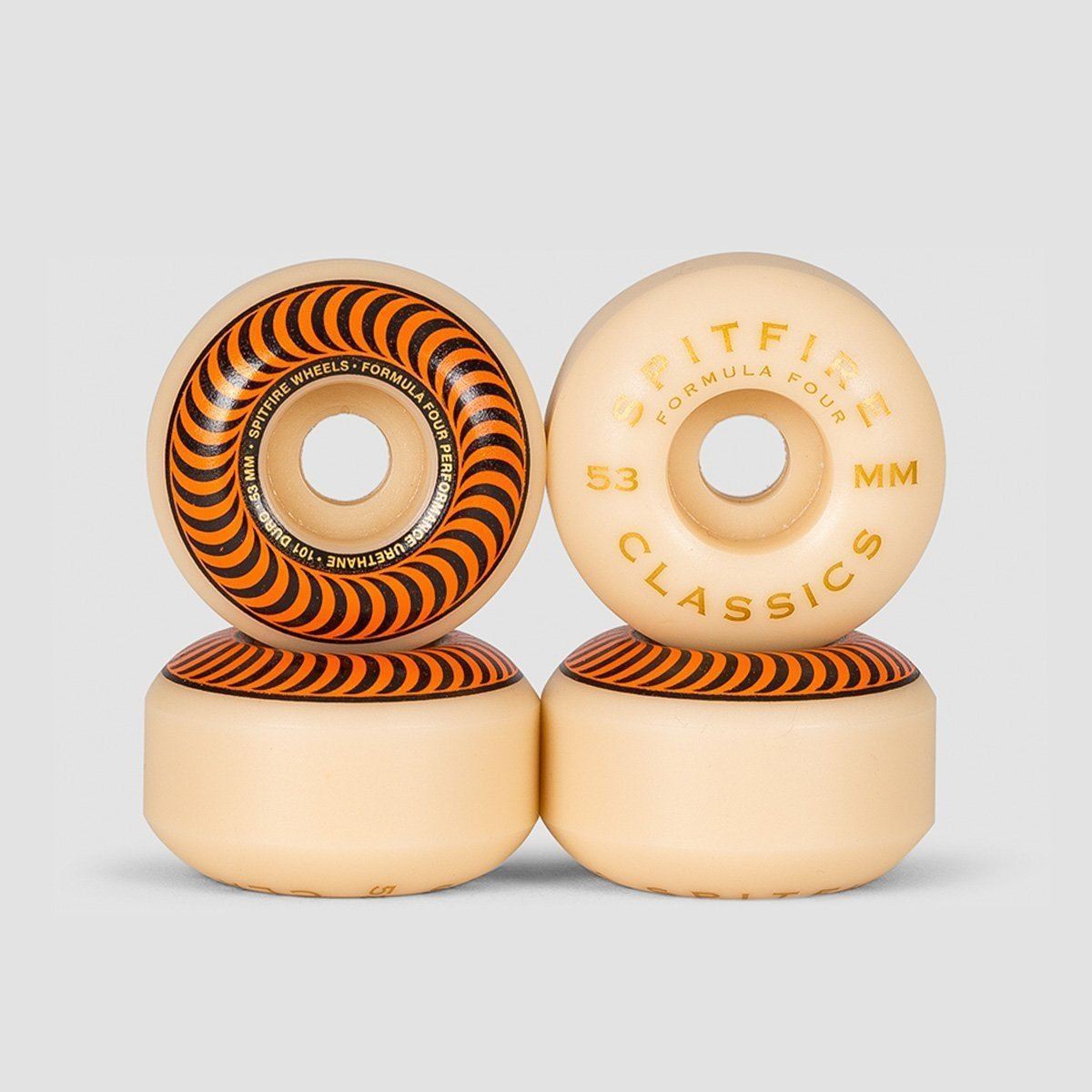 Spitfire Formula Four Classic 101DU Skateboard Wheels Natural/Orange 53mm