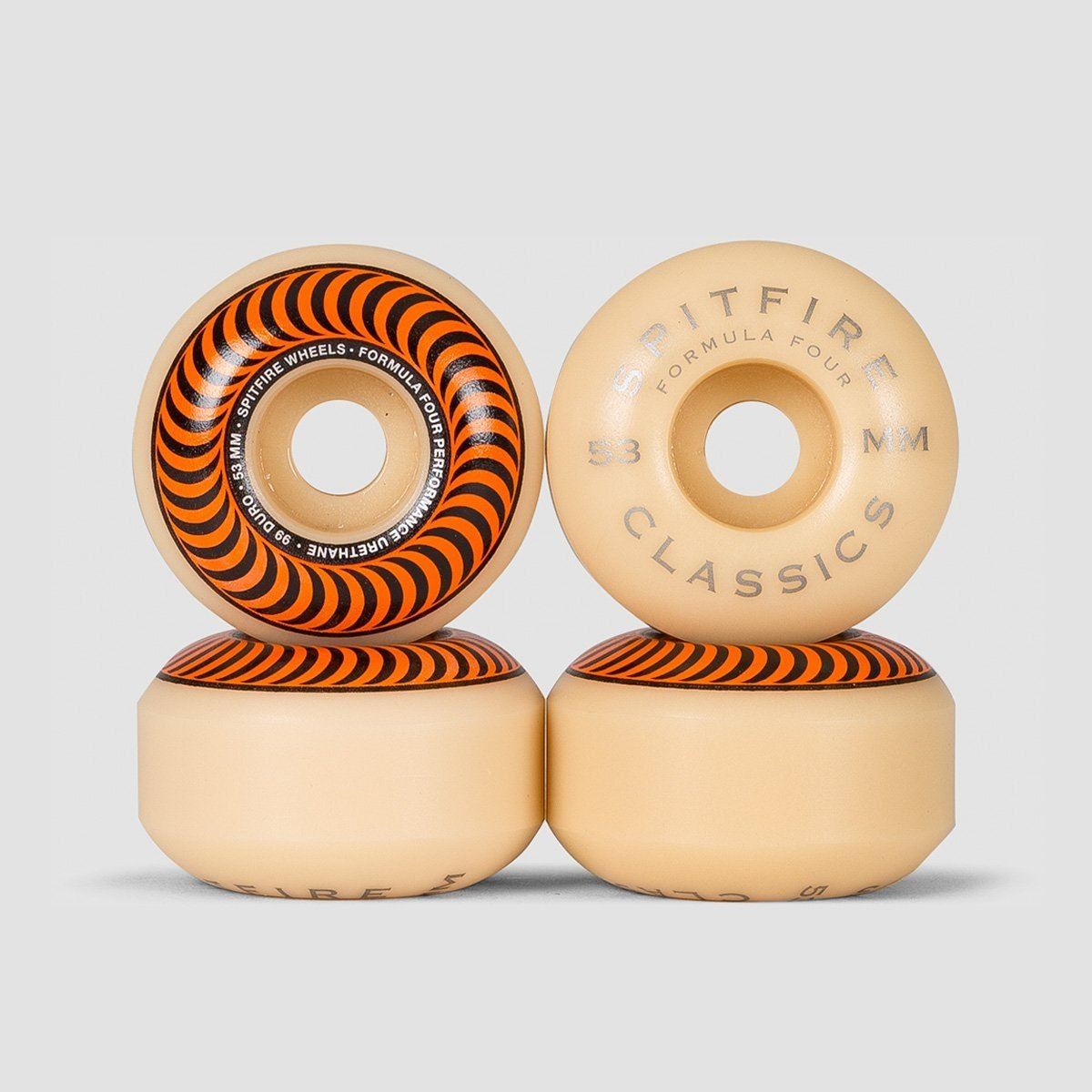 Spitfire Formula Four Classic 99DU Skateboard Wheels Natural/Orange 53mm