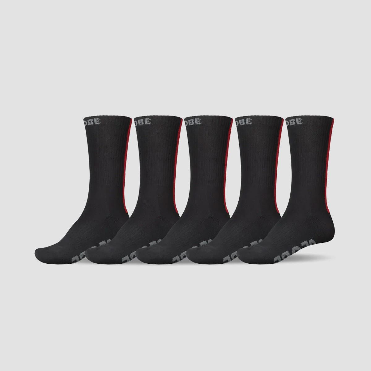 Globe Stripe Hi Crew Socks 5 Pack Black/Red