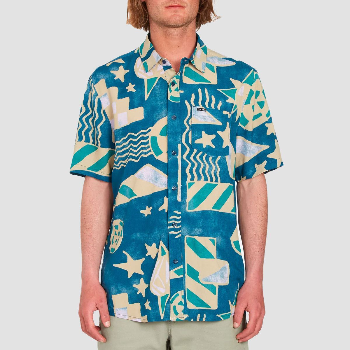 Volcom Hand Volcom Hand Geo Short Sleeve Shirt Aged Indigo