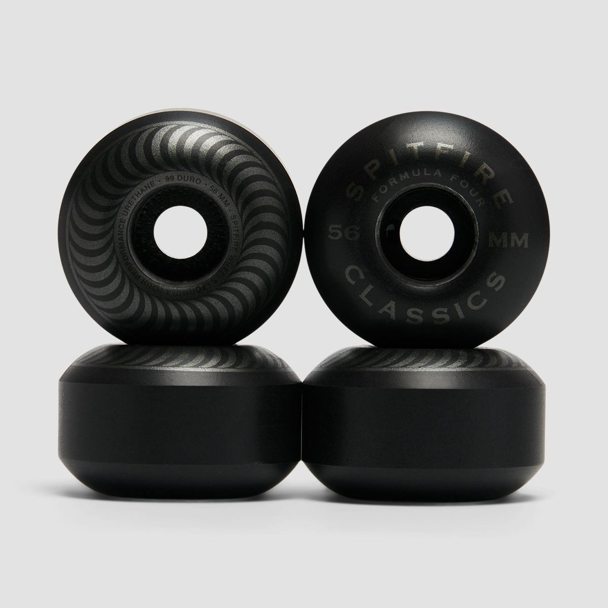 Spitfire Formula Four Classic 99DU Skateboard Wheels Black 56mm