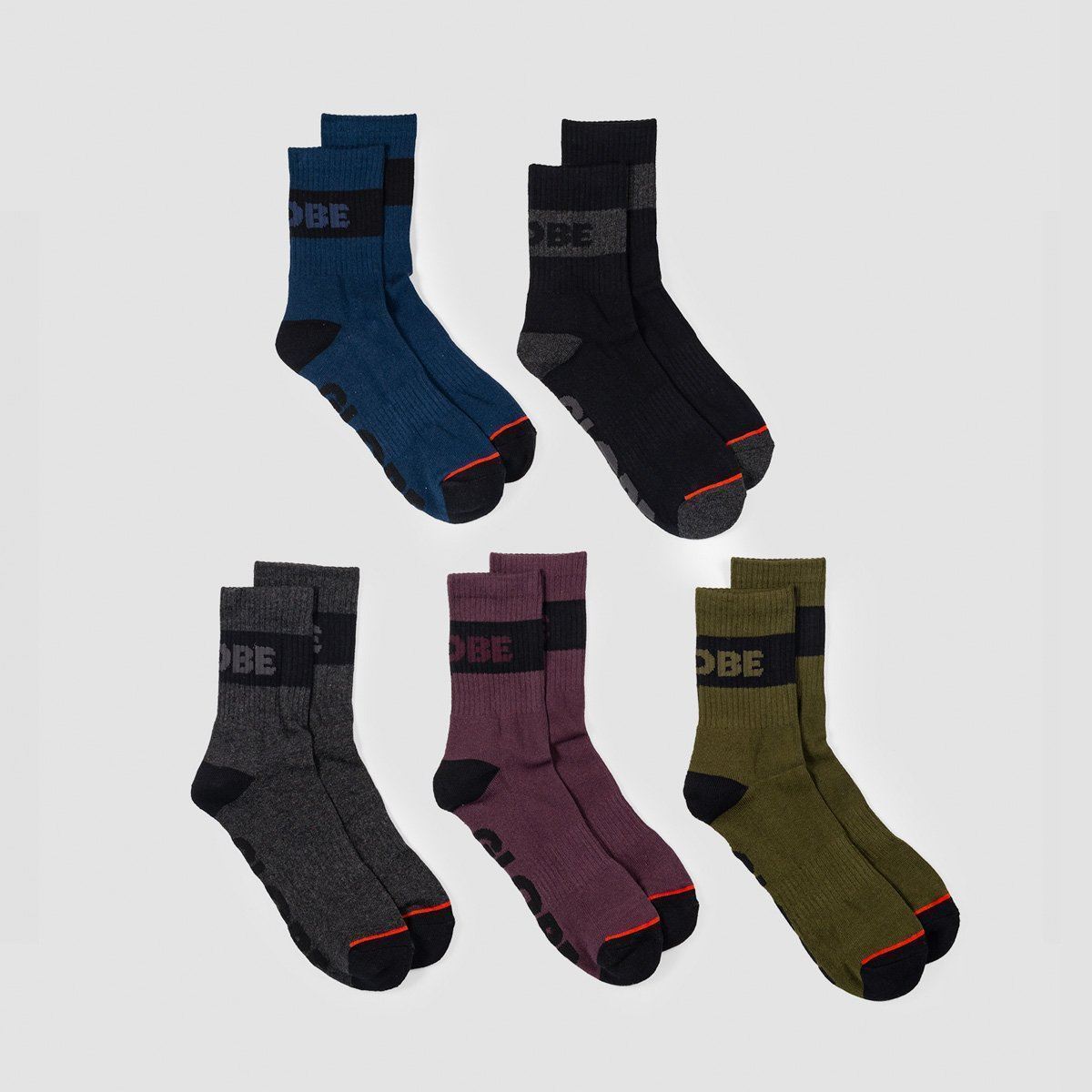 Globe Horizons Crew Socks 5 Pack Dark Assorted