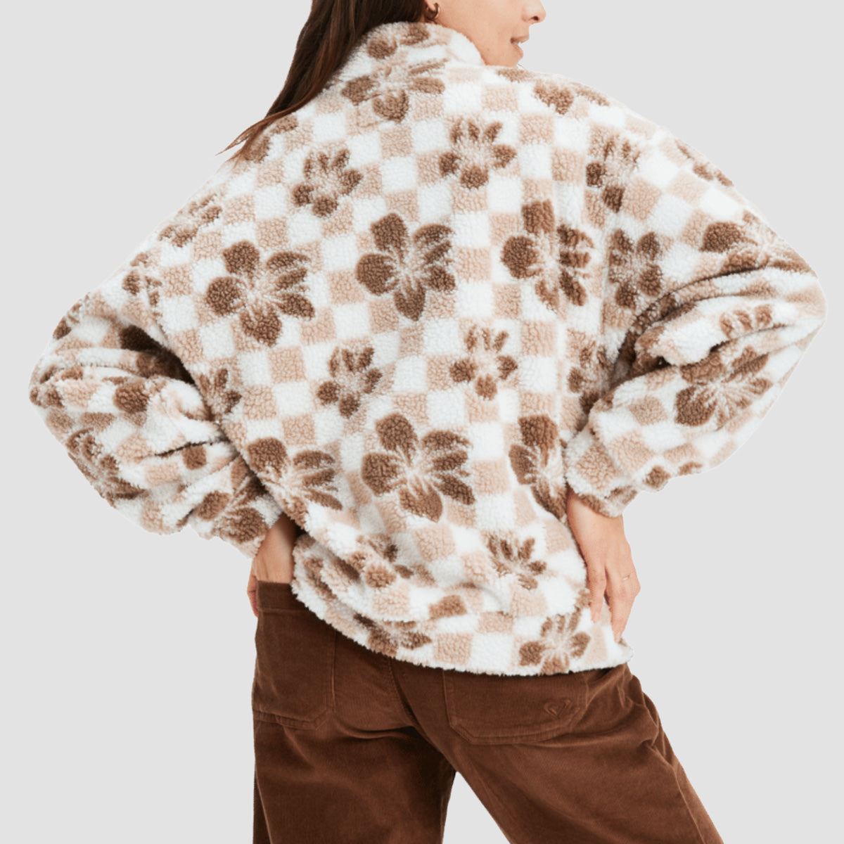 Roxy Jive Talking Bonded Pullover Jacket Egret Hibi Square - Womens