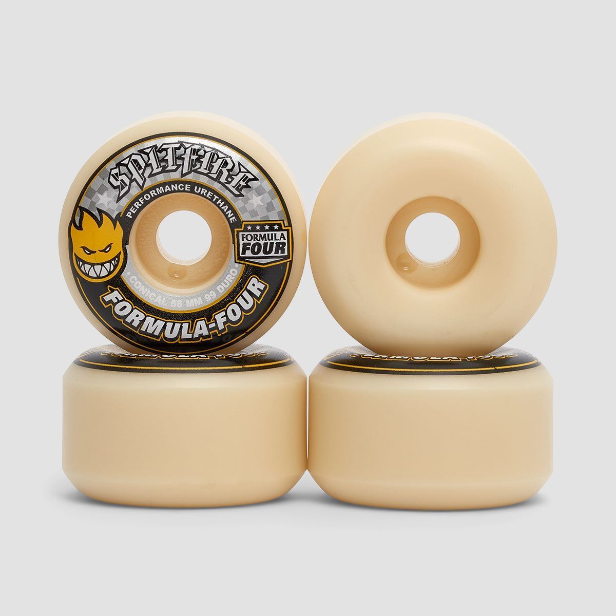 Spitfire Formula Four Conical 99DU Skateboard Wheels Natural/Yellow 56mm