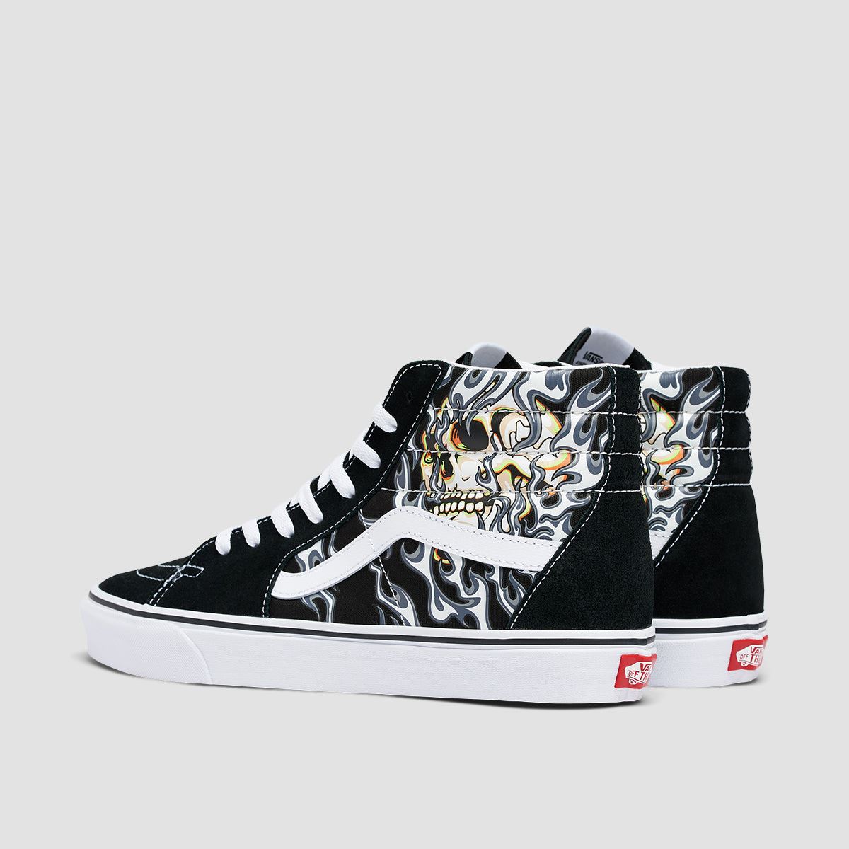 Vans SK8-Hi High Top Shoes - Flame Skull Black/True White