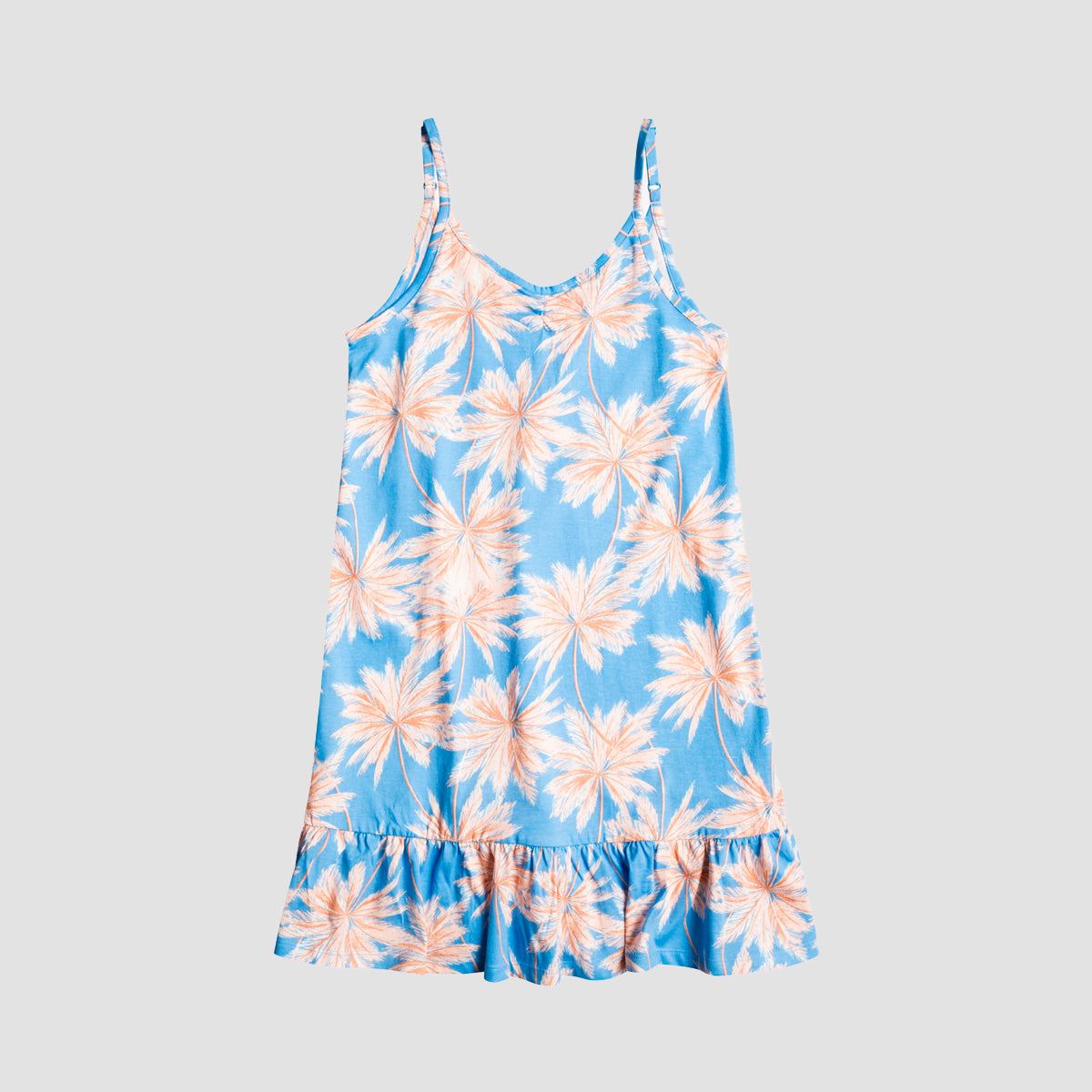 Roxy The Good Direction Strappy Dress Azure Blue Palm Island Rg - Girls