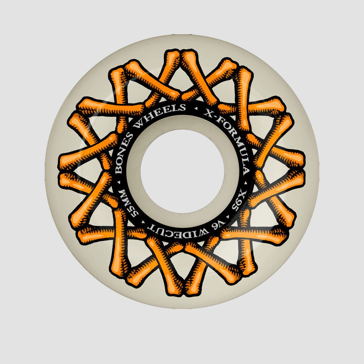 Bones X-Formula XF Widecut V6 95A Skateboard Wheels White 55mm