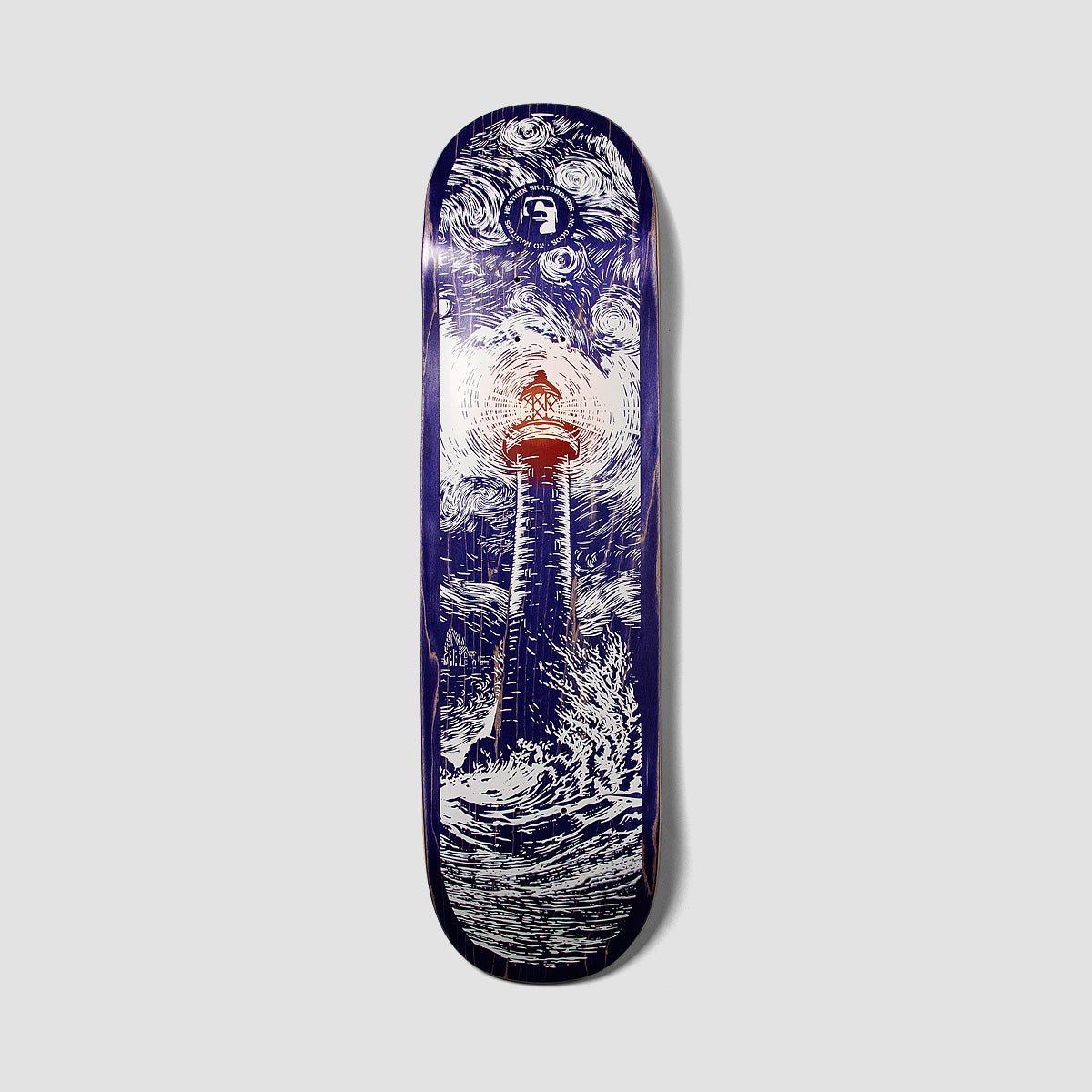 Heathen Lighthouse On Squarehead Skateboard Deck Blue/White - 8.25"