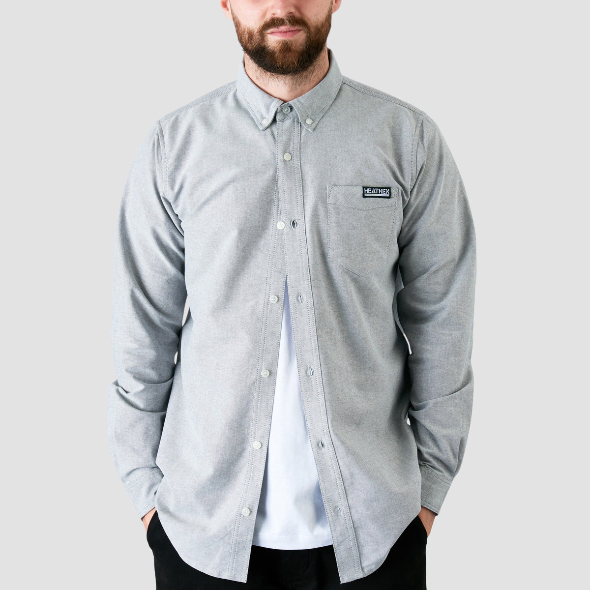 Heathen Canibal Ox-ford Longsleeve Shirt Nothing Grey