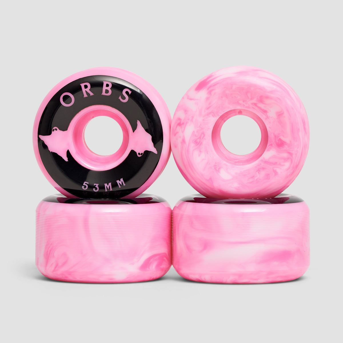 Welcome Orbs Specters Swirls Conical 99A Skateboard Wheels Pink/White 53mm