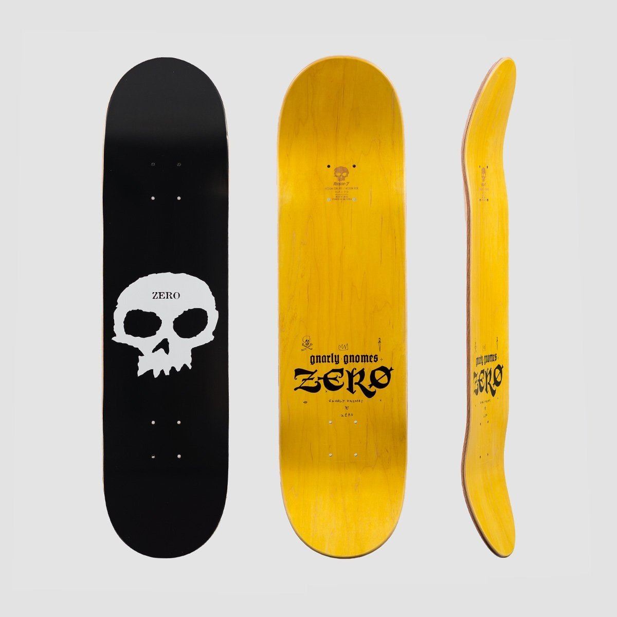 Zero Single Skull Skateboard Deck Black/White - 8"