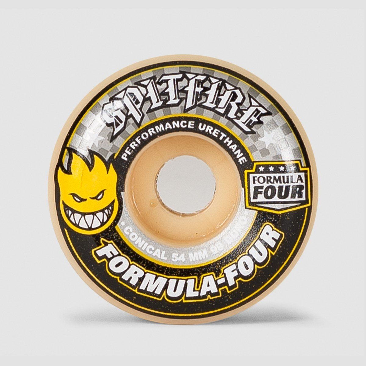 Spitfire Formula Four Conical 99du Skateboard Wheels Natural/Yellow Print 54mm