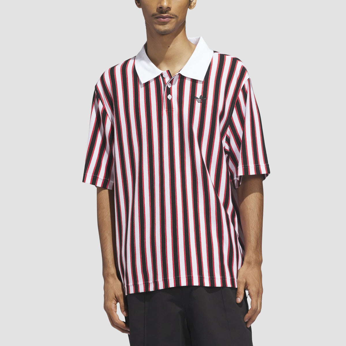 adidas Skateboarding Classic Short Sleeve Polo Shirt White/Black/Maroon