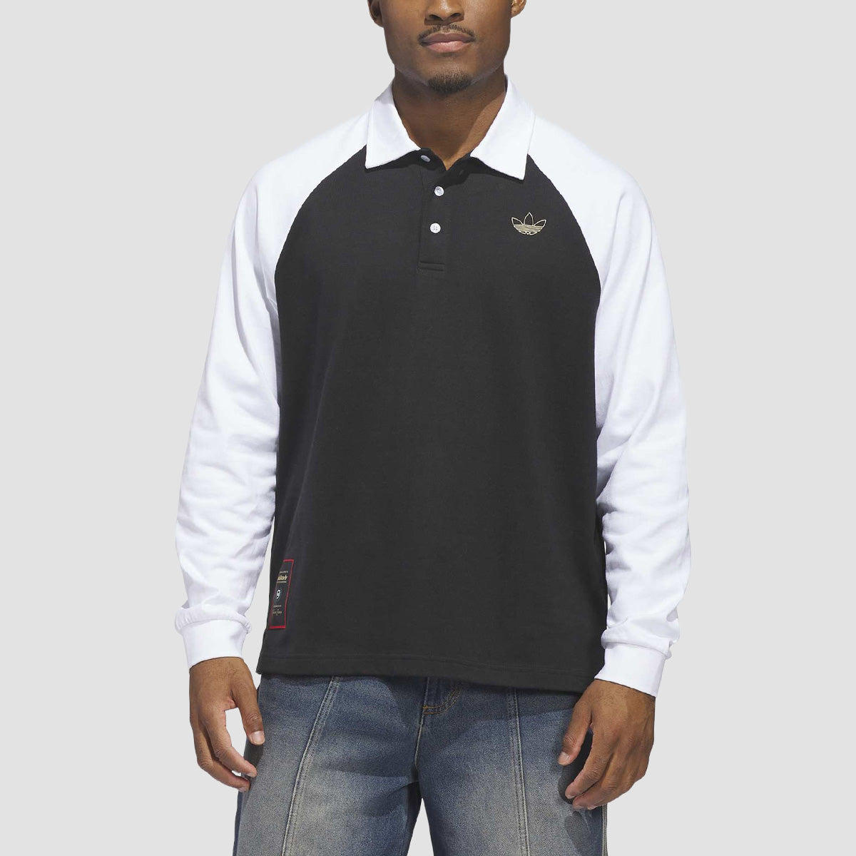 adidas Skateboarding X Tyshawn Rugby Longsleeve Polo Shirt Black/White