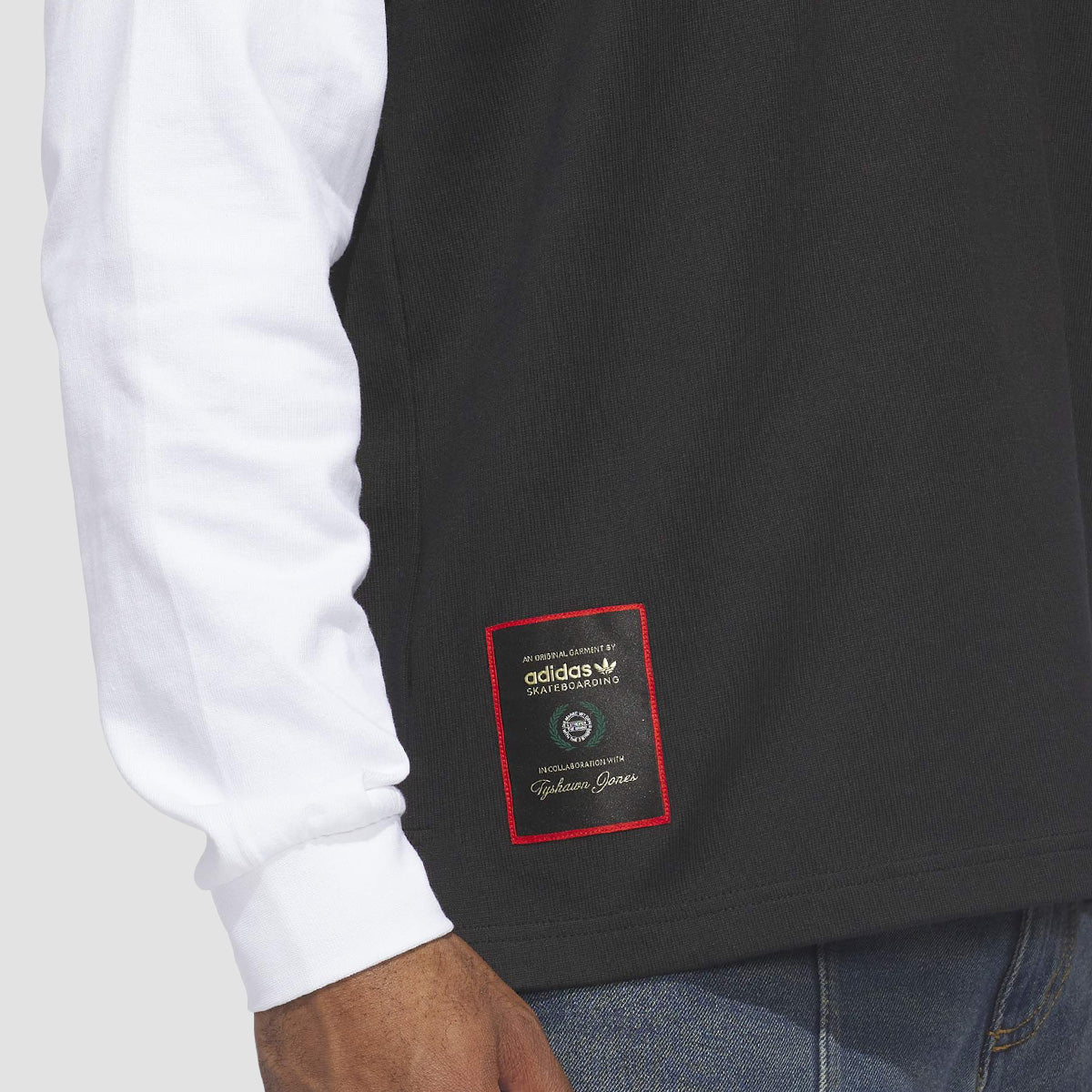 adidas Skateboarding X Tyshawn Rugby Longsleeve Polo Shirt Black/White
