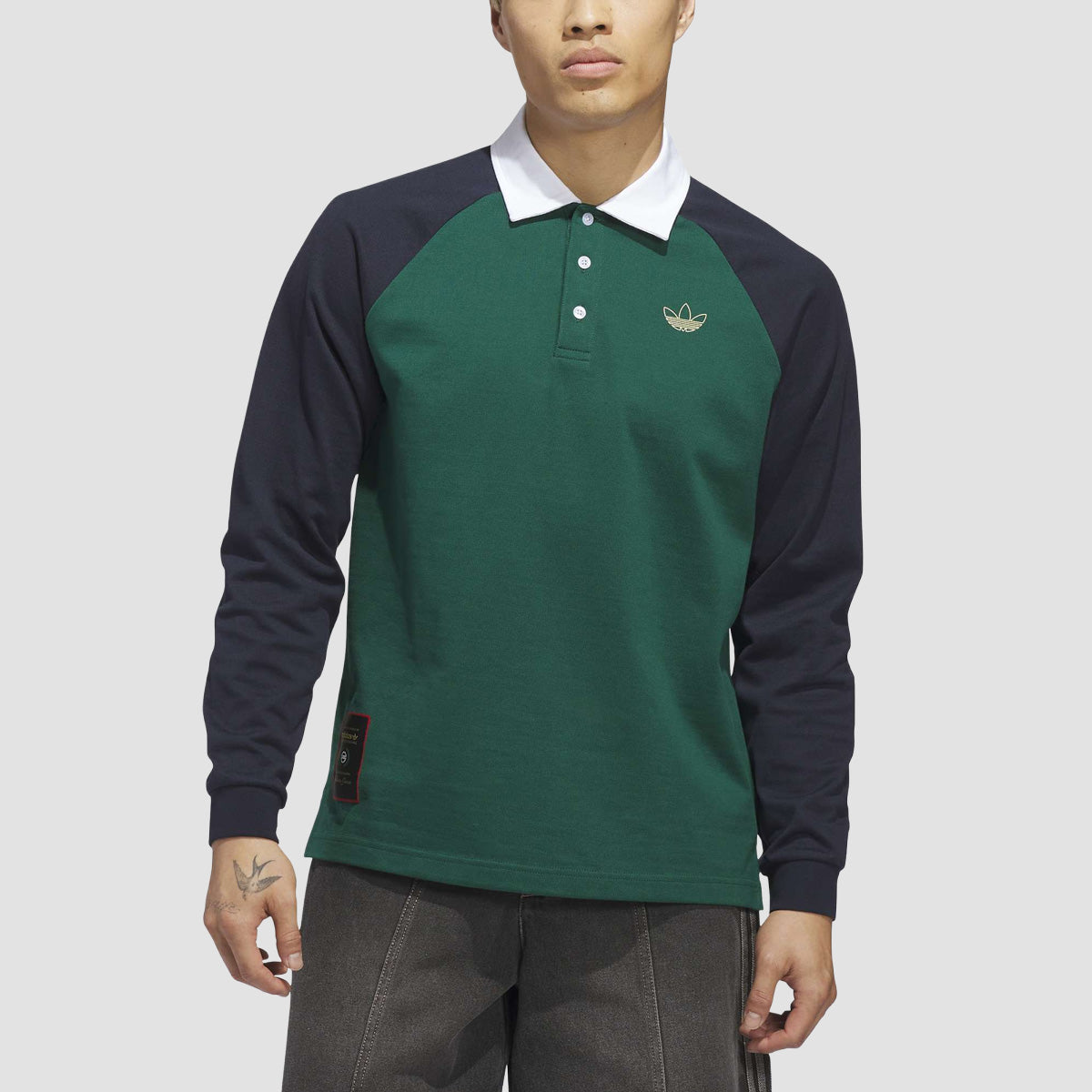 adidas Skateboarding X Tyshawn Rugby Longsleeve Polo Shirt Collegiate Green/Legend Ink