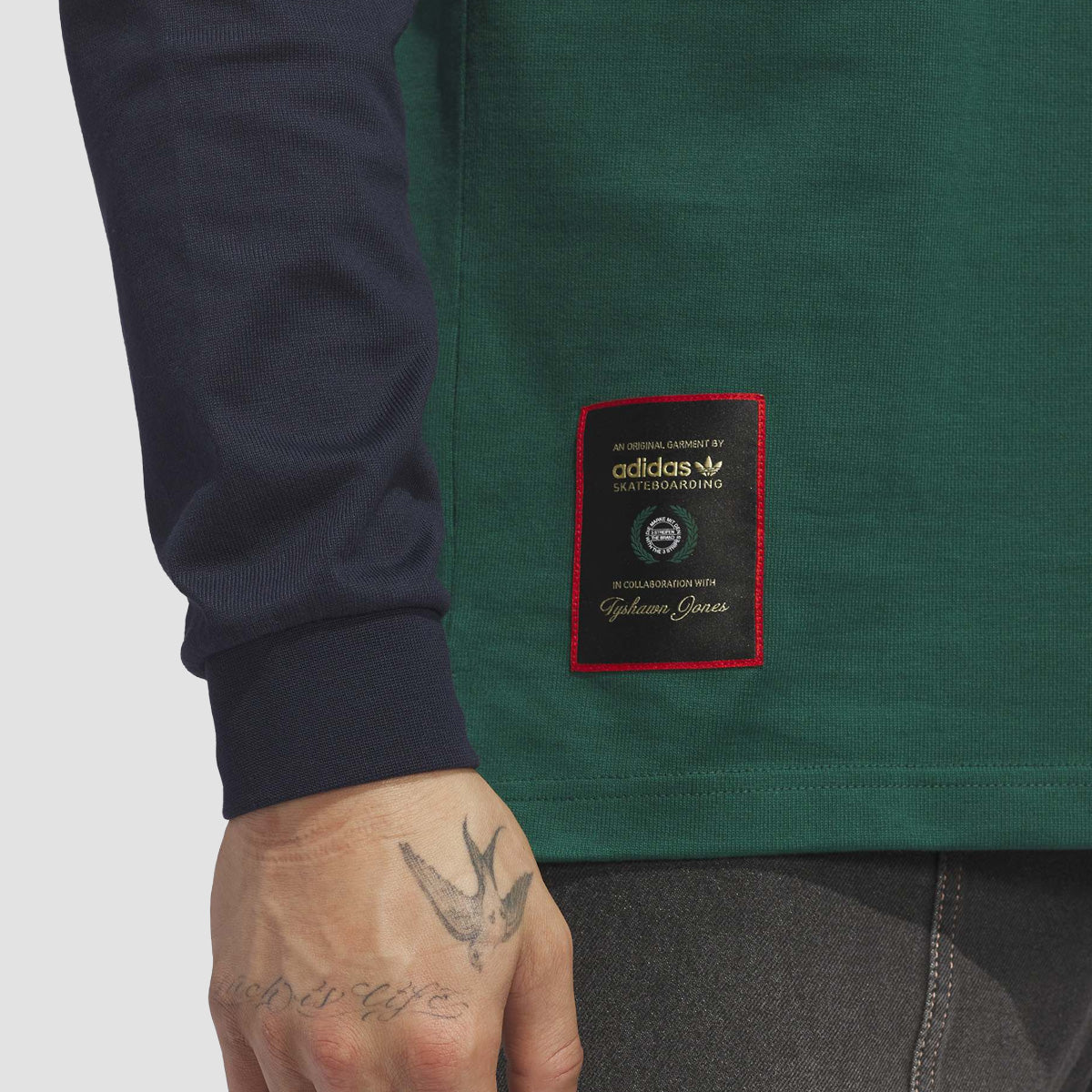 adidas Skateboarding X Tyshawn Rugby Longsleeve Polo Shirt Collegiate Green/Legend Ink