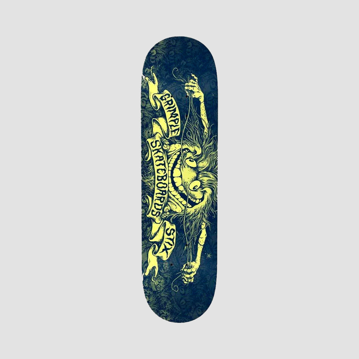 Antihero Grimple Stix Skateboard Deck Navy/Yellow - 8.5"